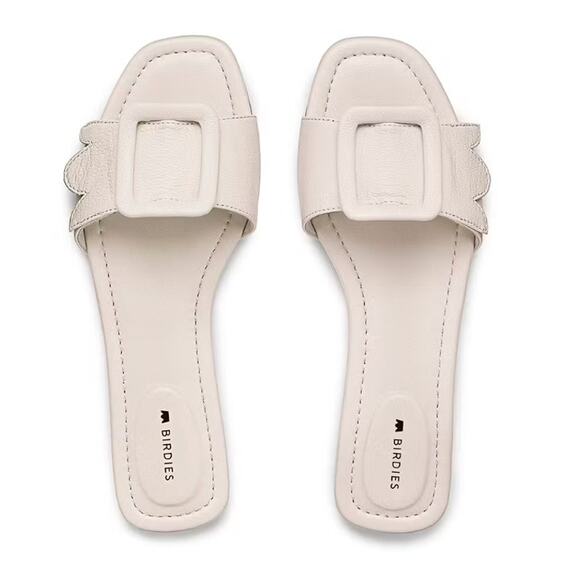 Birdies the kiwi bone Leather Flat Slide Sandals - Picture 1 of 5